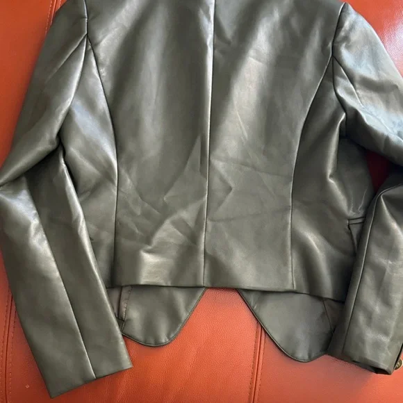 Avec Les Filles  Olive  faux Leather Jacket with Gold Buttons - Picture 11 of 11